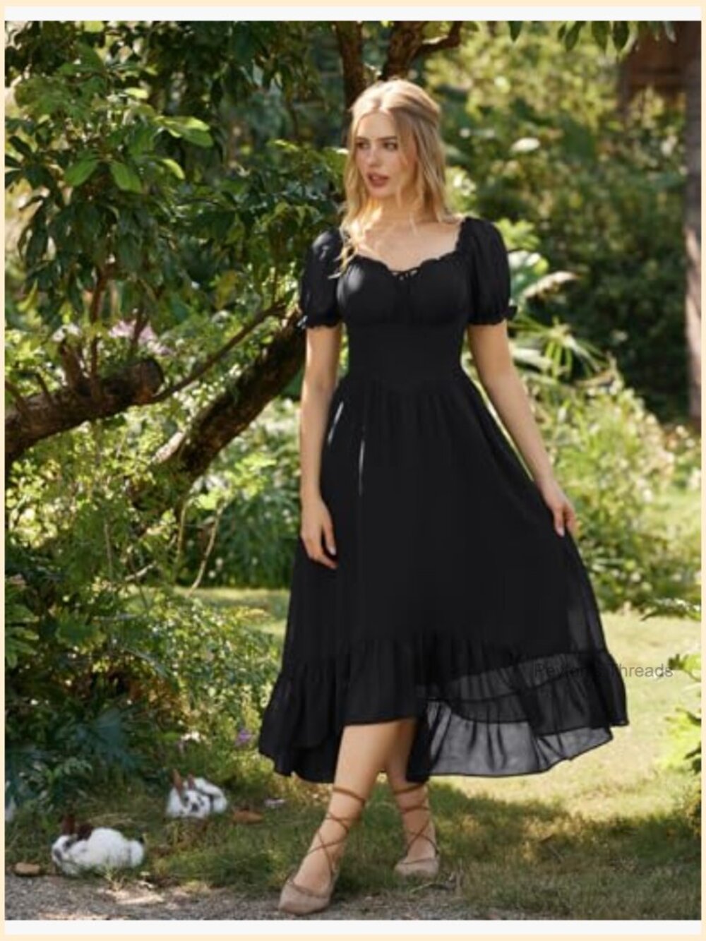 Off Shoulder Puff Sleeve Smocked Waist Tiered Long Maxi Dress Chiffon - Picture 2 of 7
